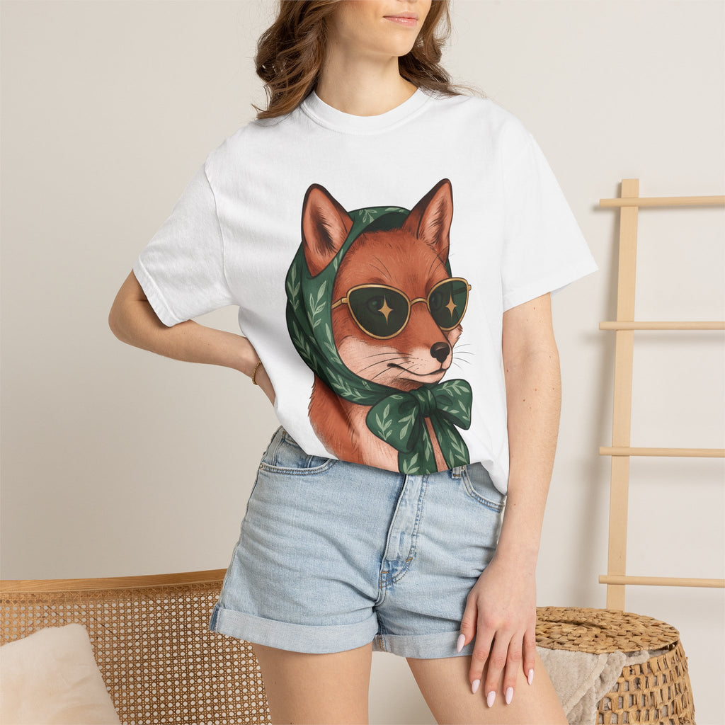 Fox Sun Glasses Shirt Animals Outfit Gift Women Cartoon Tee Fox T-Shirt Wildlife Fan Foxglasses Tshirt Fashion Graphic Illustrative Wrap