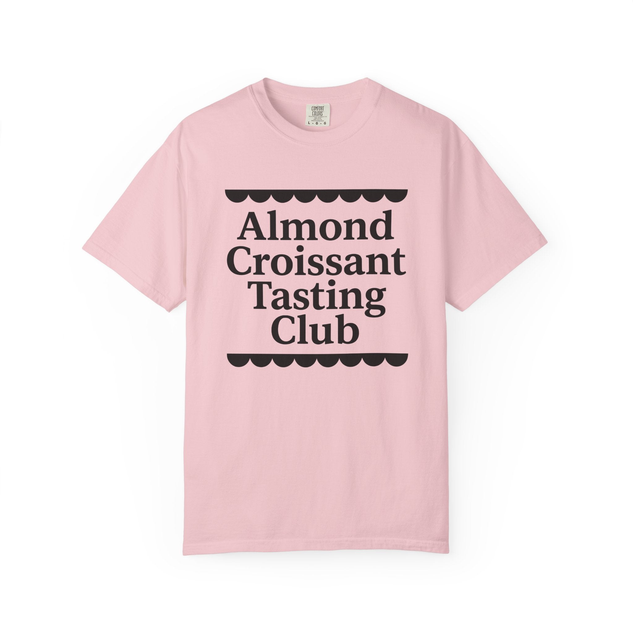 Bakery Club Text Shirt Desserts Foodie Gift Women Minimalist Tee Pastry T-Shirt Sweets Fan Simple Tshirt Food Graphic Retro Scallop Border