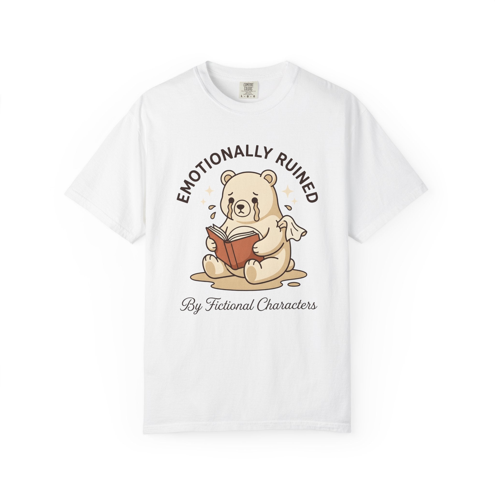 Crying Bear Shirt Cute Bookworm Gift Women Chibi Tee Teddy T-Shirt Adorable Fan Cartoon Tshirt Bibliophile Graphic Illustration Open Book
