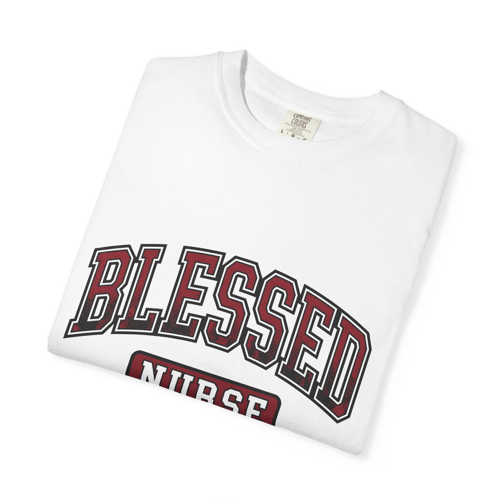 Varsity School Writing Shirt Nurse Recognition Gift Women Thick Tee Letterman T-Shirt Nursing Enthusiast Bold Tshirt Appreciation Graphic