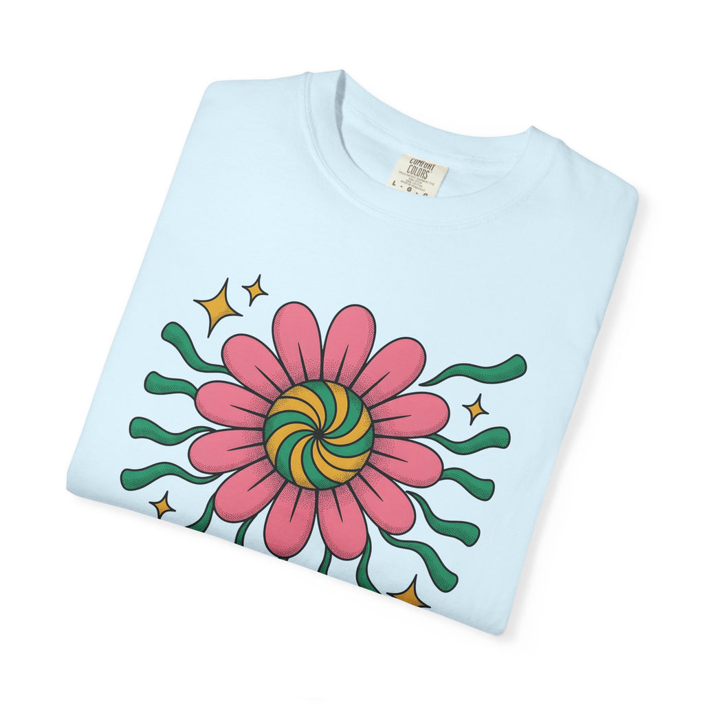 Floral Pattern Shirt Boho Chic Wellness Gift Women Funky Tee Flower T-Shirt Bohemian Enthusiast Artistic Tshirt Wellness Graphic Sketch
