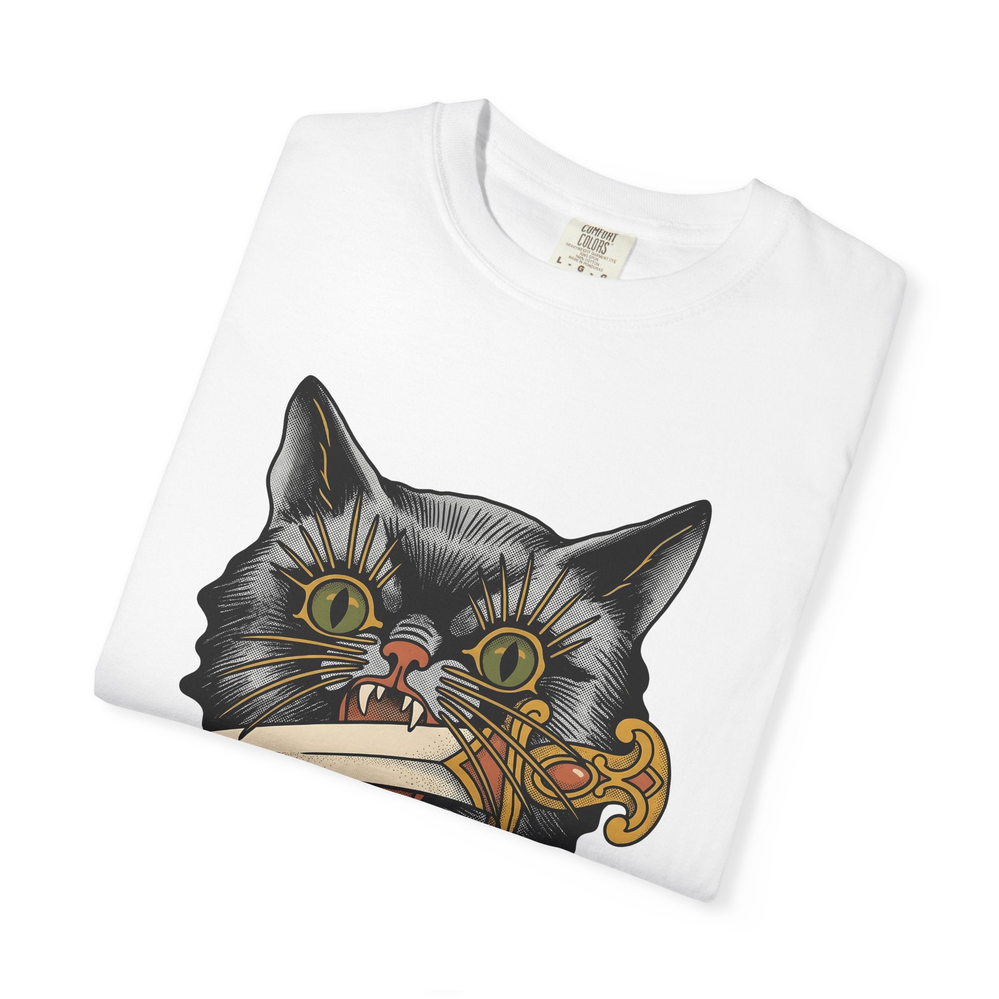 Black Kitty Shirt Cat Horror Gift Women Ink Tee Cat T-Shirt Cat Fan Tattoo Tshirt Scary Graphic Retro Knife Tshirt