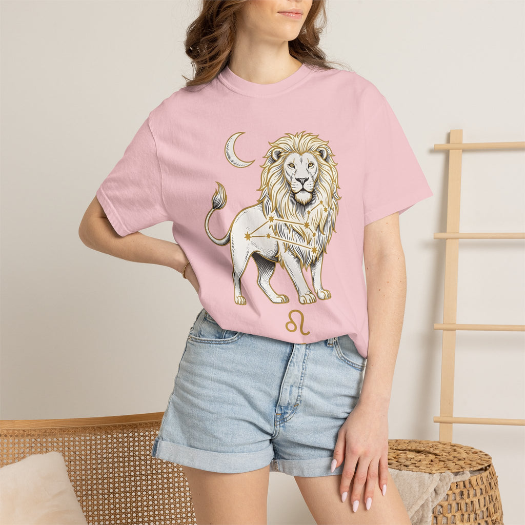 Lion Zodiac Shirt Boho Chic Astrology Gift Women Celestial Tee Leo T-Shirt Bohemian Fan Cosmic Tshirt Zodiac Graphic Vintage Moon Tshirt