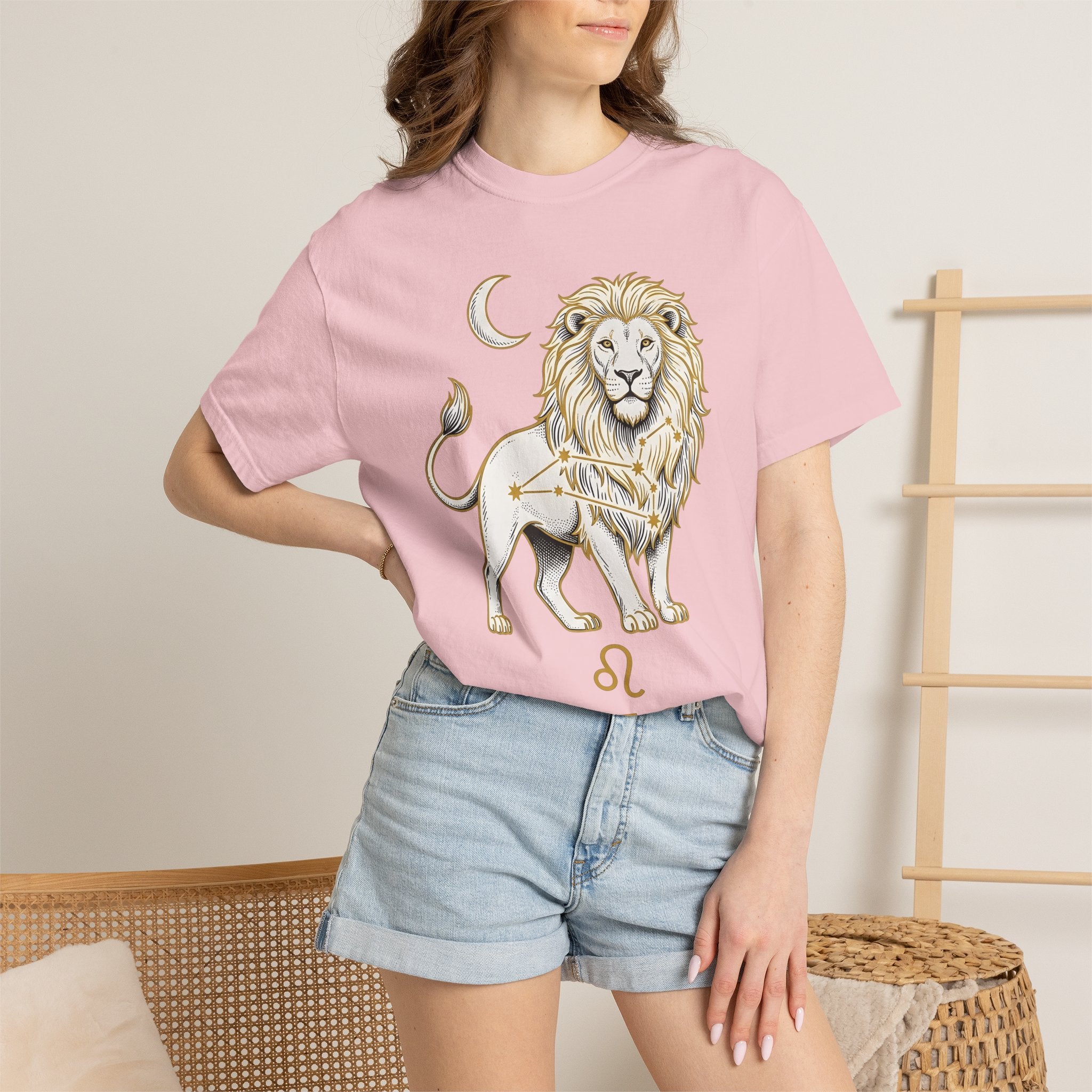 Lion Zodiac Shirt Boho Chic Astrology Gift Women Celestial Tee Leo T-Shirt Bohemian Fan Cosmic Tshirt Zodiac Graphic Vintage Moon Tshirt