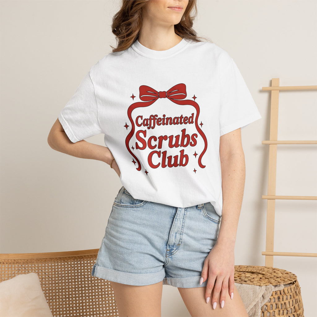 Bow Graphic Shirt Nurses Coffee Gift Women Bold Tee Bow T-Shirt Nurse Enthusiast Graphic Tshirt Caffeine Graphic Retro Stars Tshirt