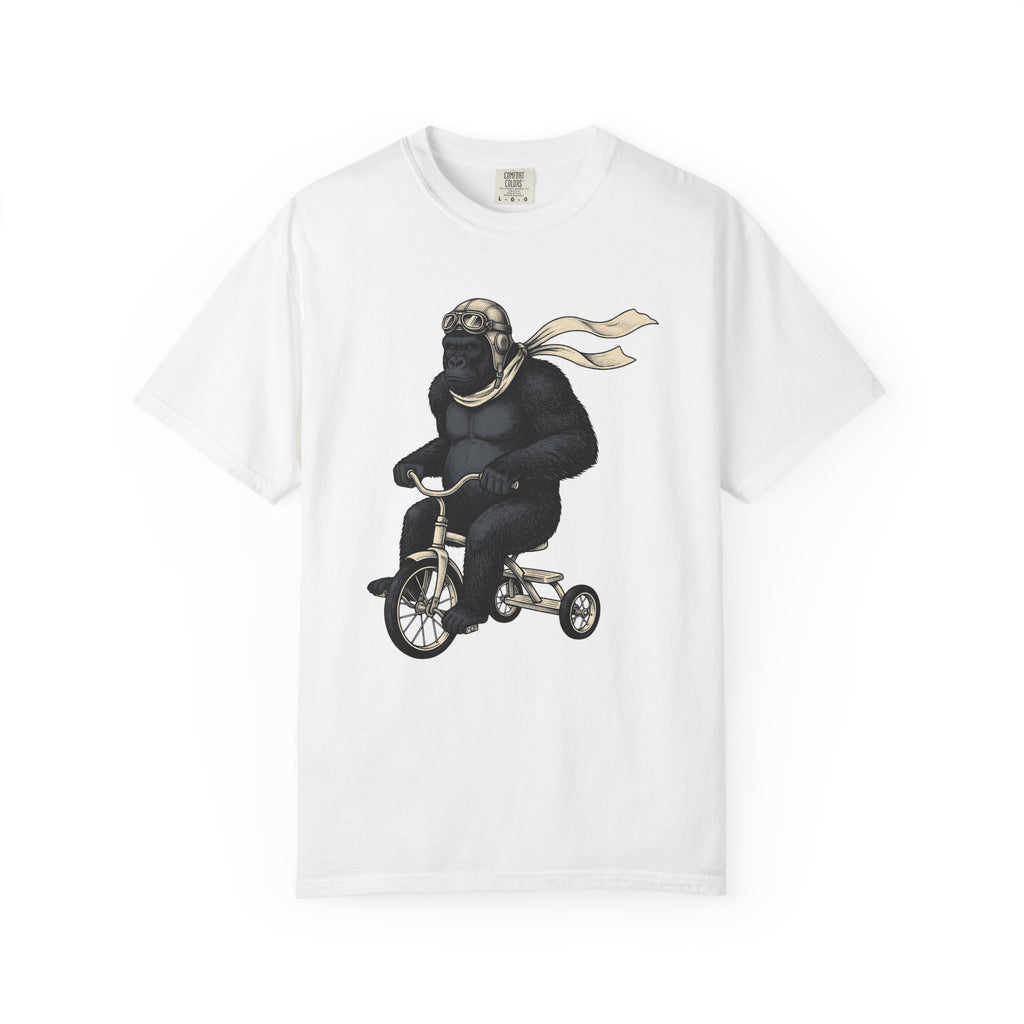 Ape Bike Shirt Animals Jokes Gift Women Retro Tee Monkey Bike T-Shirt Wildlife Fan Prank Graphic Tshirt Sketch Pilot Cap Tshirt
