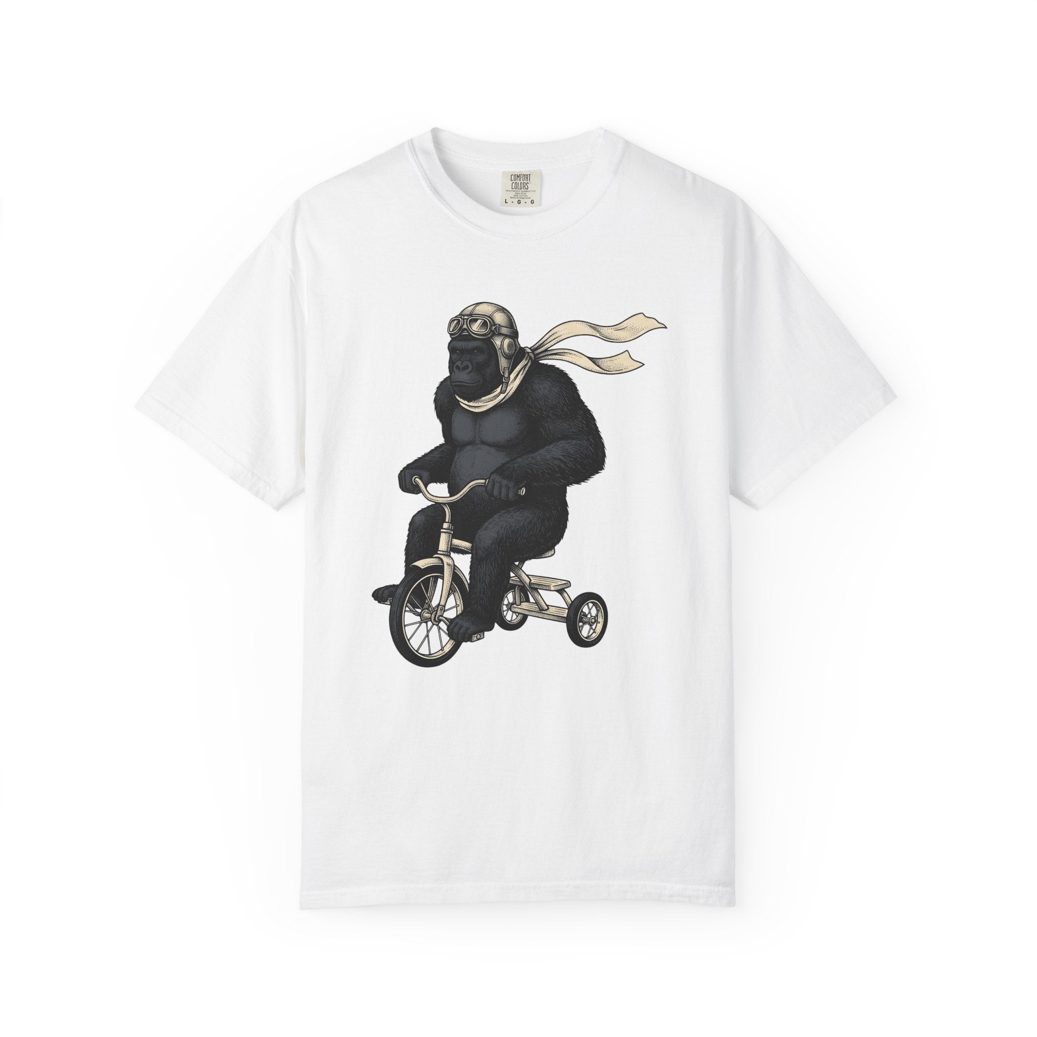 Ape Bike Shirt Animals Jokes Gift Women Retro Tee Monkey Bike T-Shirt Wildlife Fan Prank Graphic Tshirt Sketch Pilot Cap Tshirt