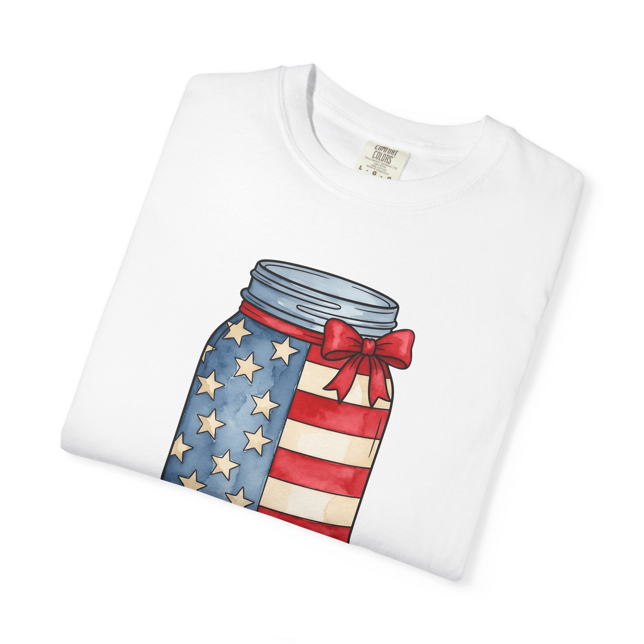 Flag Mason Jar Shirt 4th Of July Freedom Gift Women Gouache Tee Mason Jar T-Shirt Independence Day Enthusiast Watercolor Tshirt Liberty