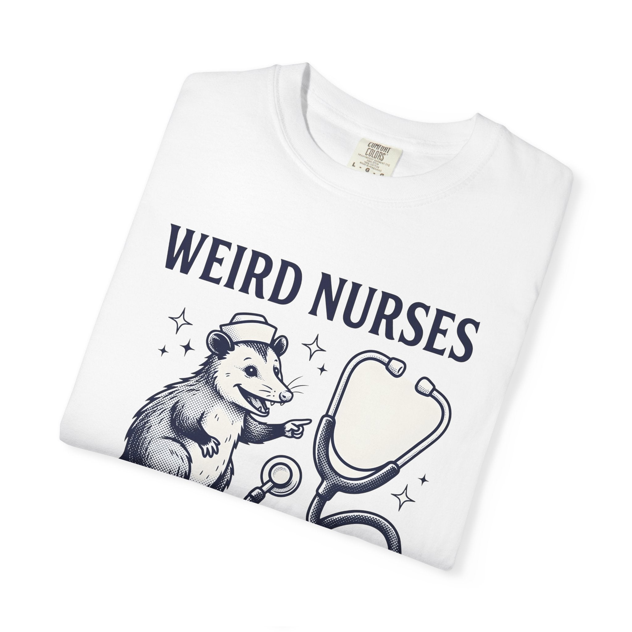 Possum Nurse Shirt Nurses Creatures Gift Women Hand Drawn Tee Opossum T-Shirt Nurse Enthusiast Illustrated Graphic Animal Illustration Line