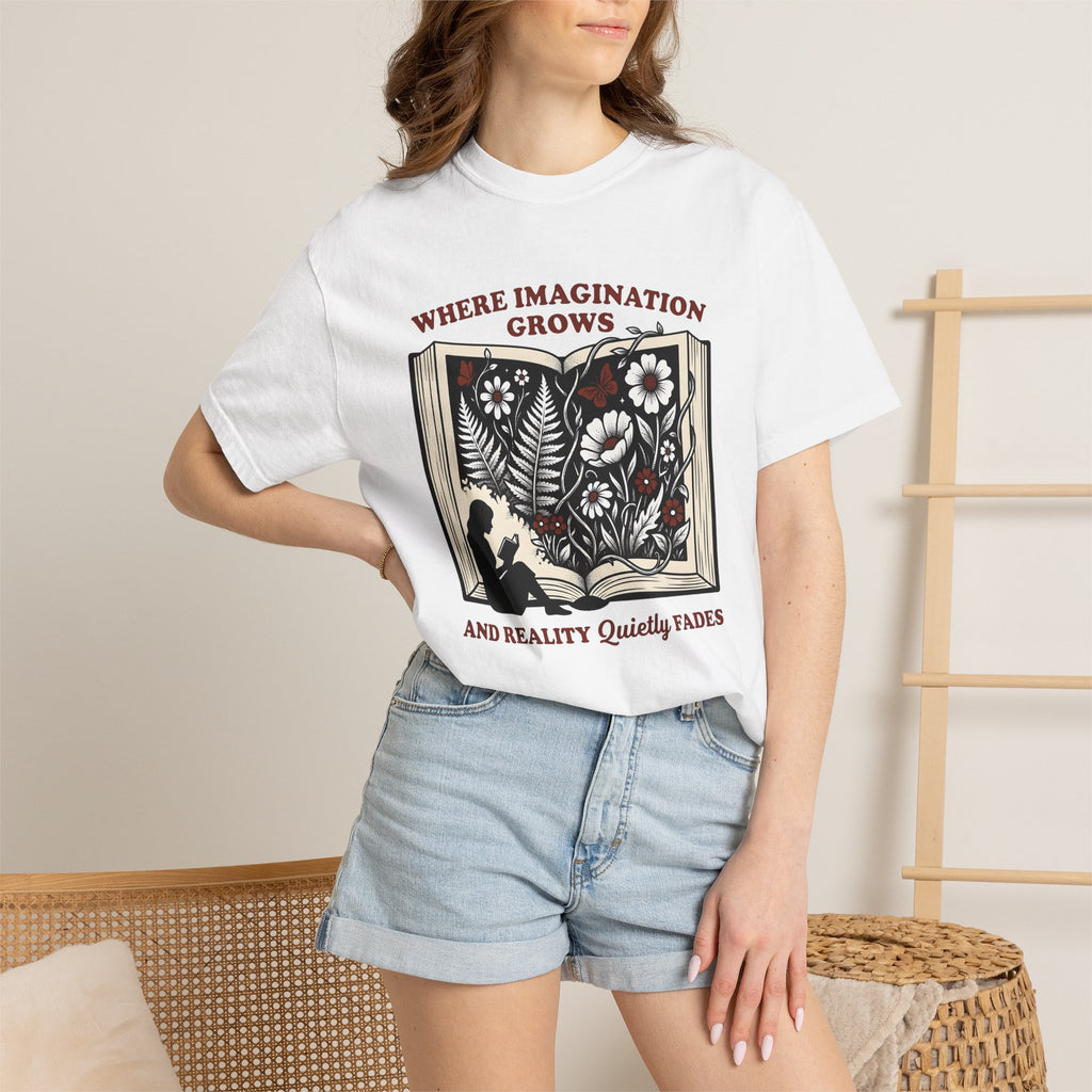 Open Book Florals Shirt Book Landscape Gift Women Antique Tee Floral Page T-Shirt Bibliophile Enthusiast Vintage Tshirt Scenic Graphic