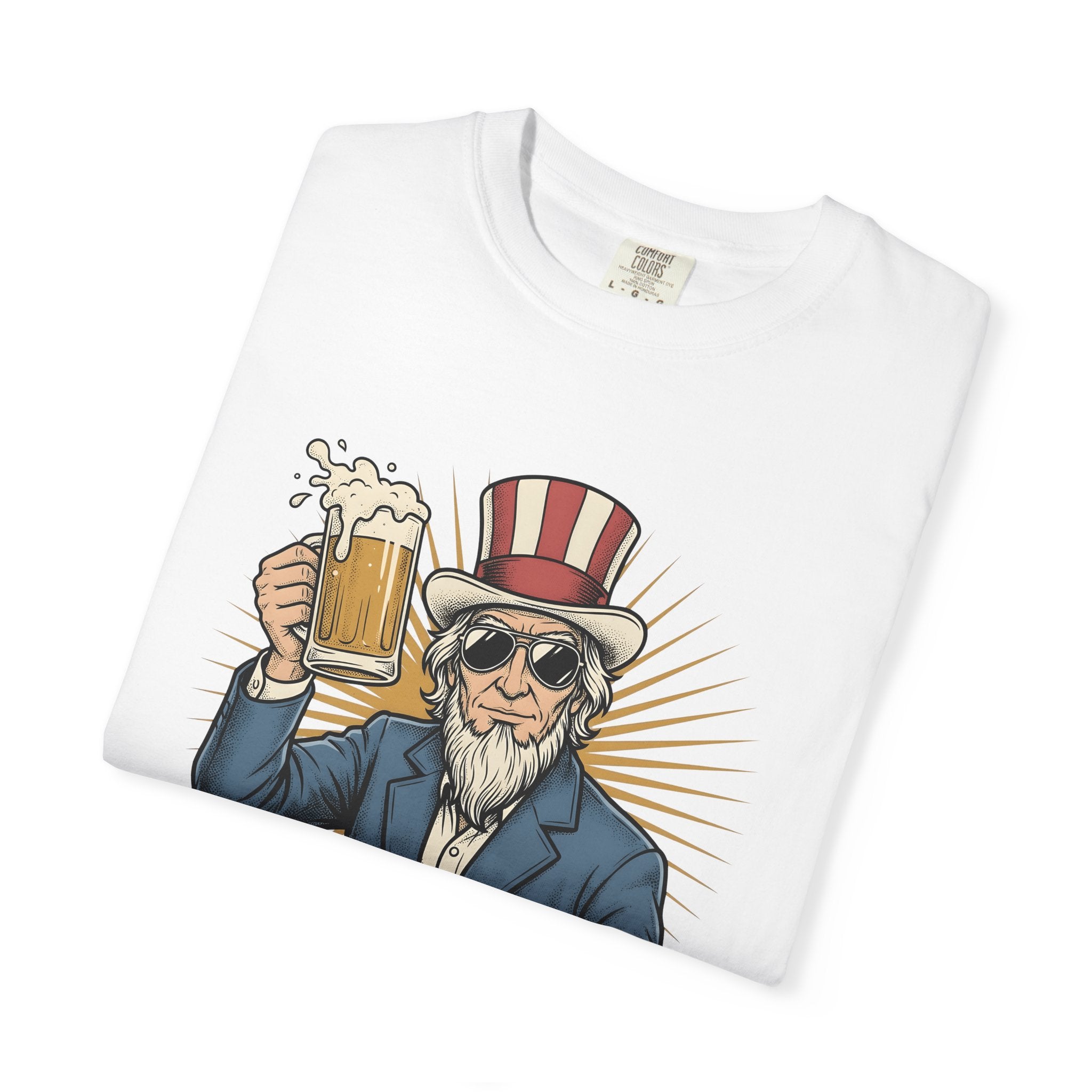 Uncle Sam Beer Shirt 4th Of July Beer Gift Women Vintage Tee Patriotic T-Shirt Beer Fan Patriotic Tshirt Beer Graphic Retro Sunglasses