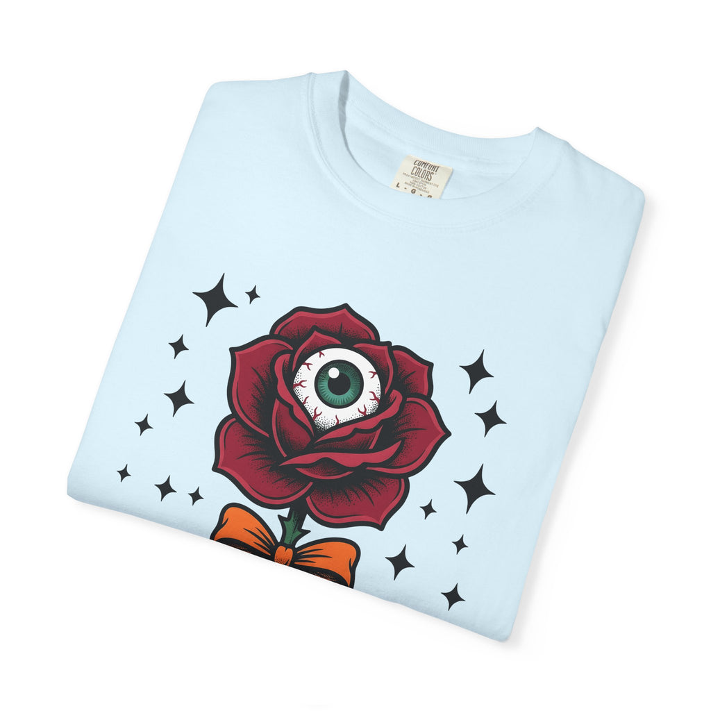 Eyeball Rose Shirt Halloween Gothic Gift Women Tattoo Tee Rosebud T-Shirt Horror Fan Ink Tshirt Dark Graphic Vintage Stars Tshirt