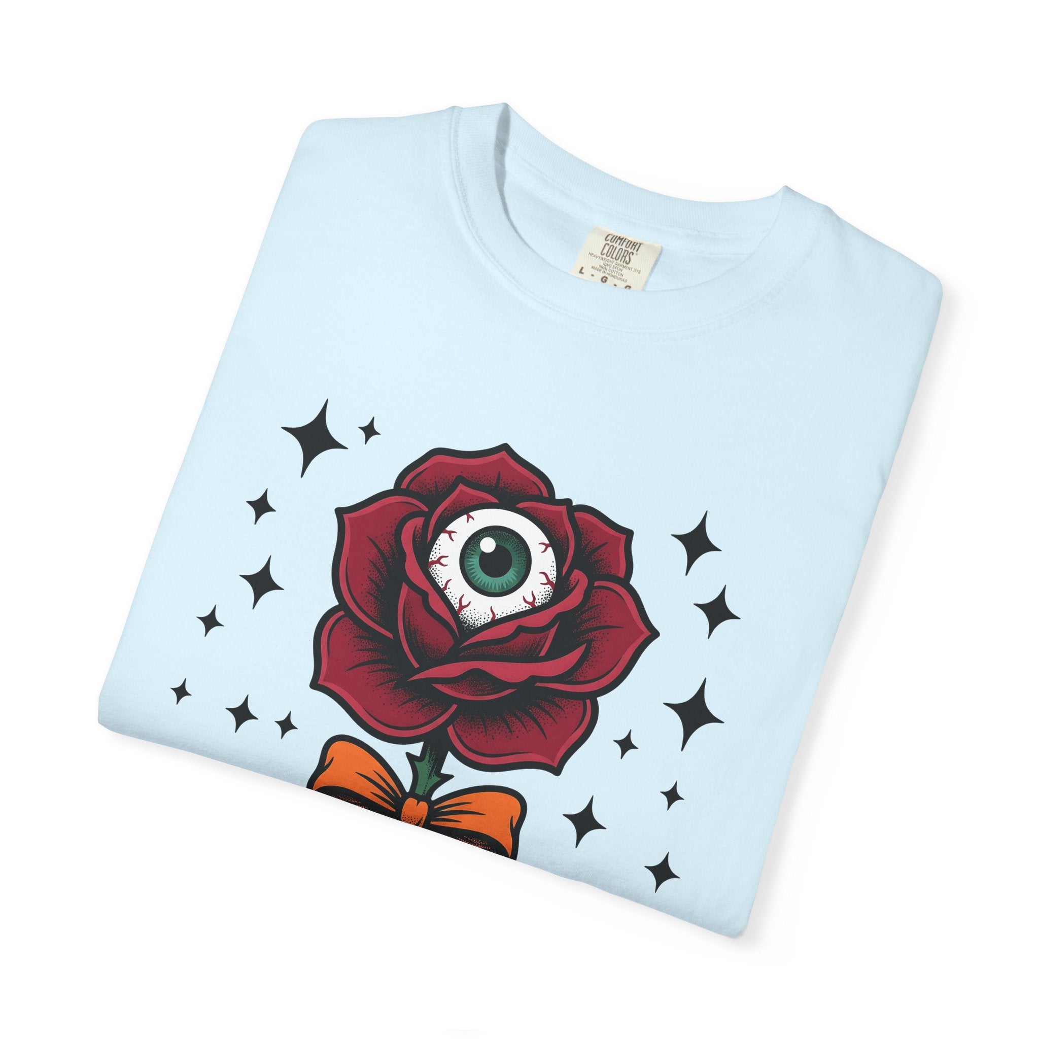 Eyeball Rose Shirt Halloween Gothic Gift Women Tattoo Tee Rosebud T-Shirt Horror Fan Ink Tshirt Dark Graphic Vintage Stars Tshirt