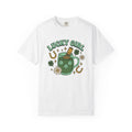 Matcha Drink Shirt St Patrick's Day Coffee Gift Women Doodle Tee Green Tea T-Shirt Shamrock Fan Hand Drawn Tshirt Coffee Graphic Retro
