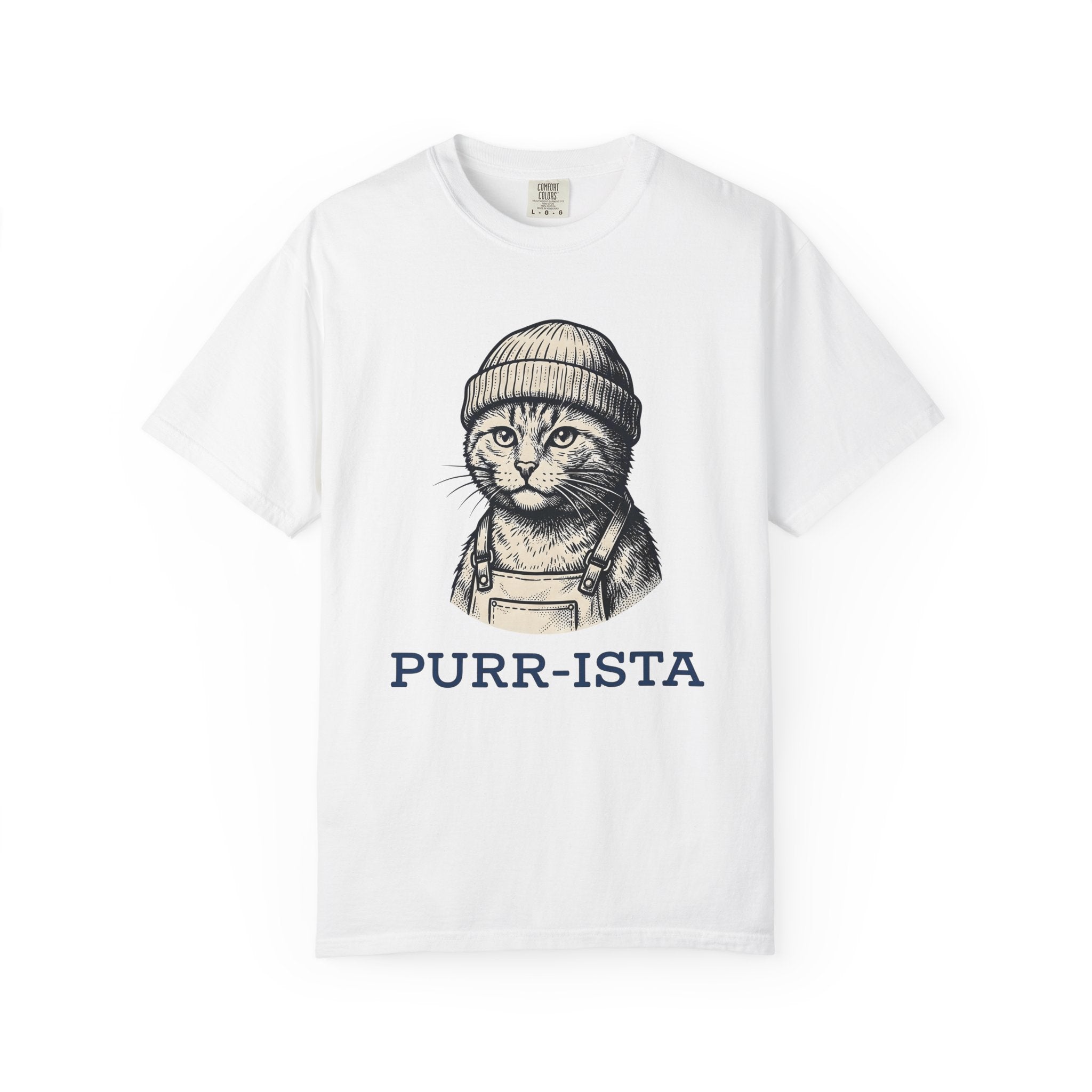 Feline Beanie Shirt Cat Mocha Gift Women Nostalgic Tee Kitty T-Shirt Cat Fan Coffee Tshirt Coffee Graphic Cartoon Bib Overalls Tshirt