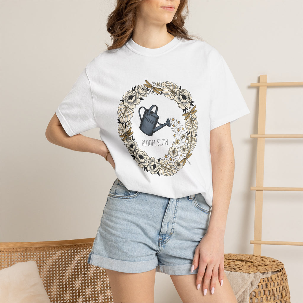 Flower Wreath Shirt Floral Plants Gift Women Floral Tee Wreath T-Shirt Flower Fan Floral Art Tshirt Greenery Graphic Retro Garden Watering