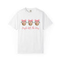 Jingle Bell Shirt Christmas Holiday Gift Women Watercolor Tee Bell T-Shirt Xmas Fan Christmas Tshirt Holiday Graphic Sketch Pink Ribbon