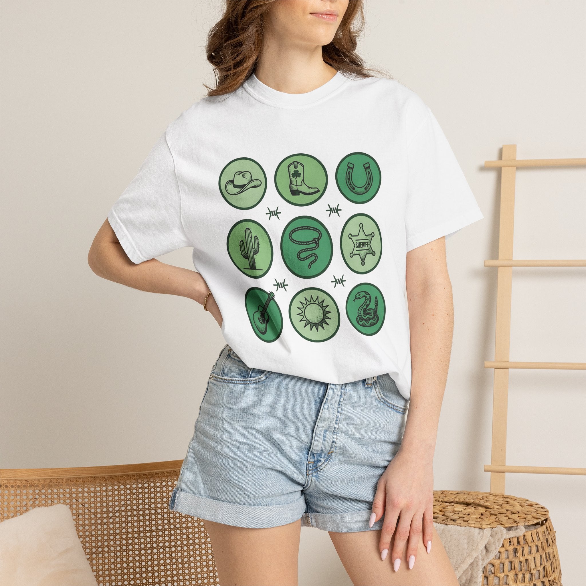 Cowboy Emblems Shirt St Patrick's Day Ranch Gift Women Rustic Tee Western Logo T-Shirt Irish Fan Country Charm Tshirt Farmhouse Graphic
