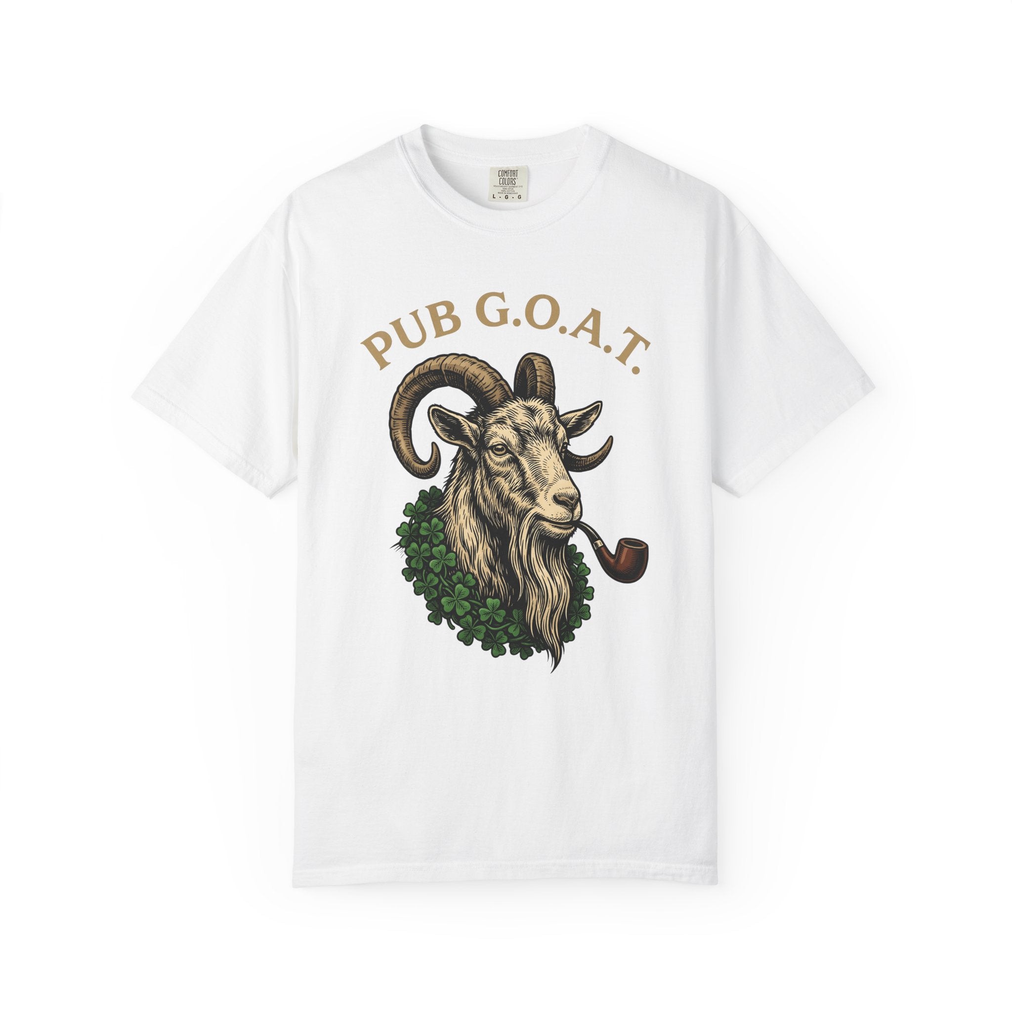 Goat Smoking Cigar Shirt St Patrick's Day Tavern Gift Women Retro Tee Billy Goat T-Shirt Irish Fan Vintage Tshirt Pub Graphic Sketch Clover