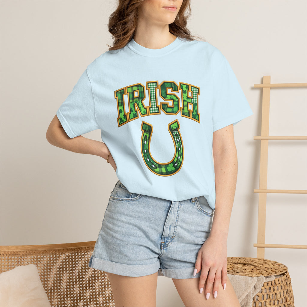 Horseshoe Shirt St Patrick's Day Charm Gift Women Applique Tee Horse Shoe T-Shirt Luck Fan Appliqué Tshirt Lucky Graphic Retro Clover Tshirt