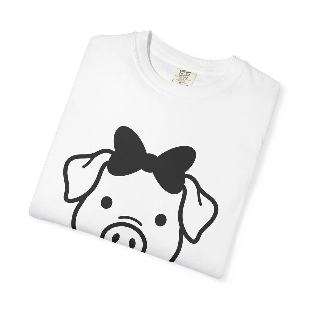 Pig Head Shirt Easter Wildlife Gift Women Cute Tee Swine T-Shirt Easter Fan Hog Tshirt Animal Graphic Simple Ribbon Tshirt