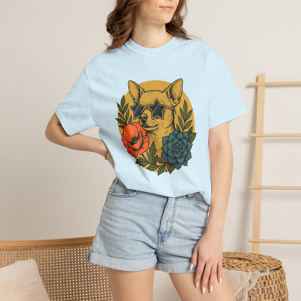 Chihuahua Pet Shirt Dog Garden Gift Women Tribal Tee Puppy T-Shirt Dog Fan Canine Tshirt Floral Graphic Classic Petals Tshirt