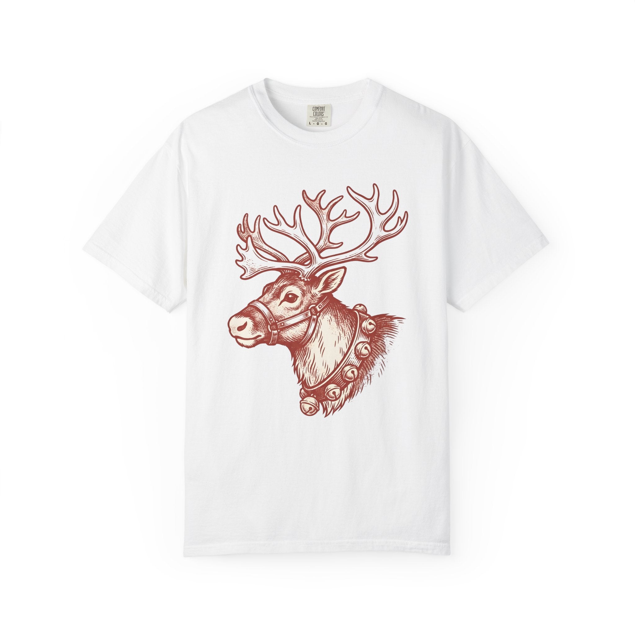 Deer Shirt Christmas Wildlife Gift Women Retro Tee Fawn T-Shirt Xmas Fan Holiday Tshirt Animal Graphic Sketch Bells Tshirt