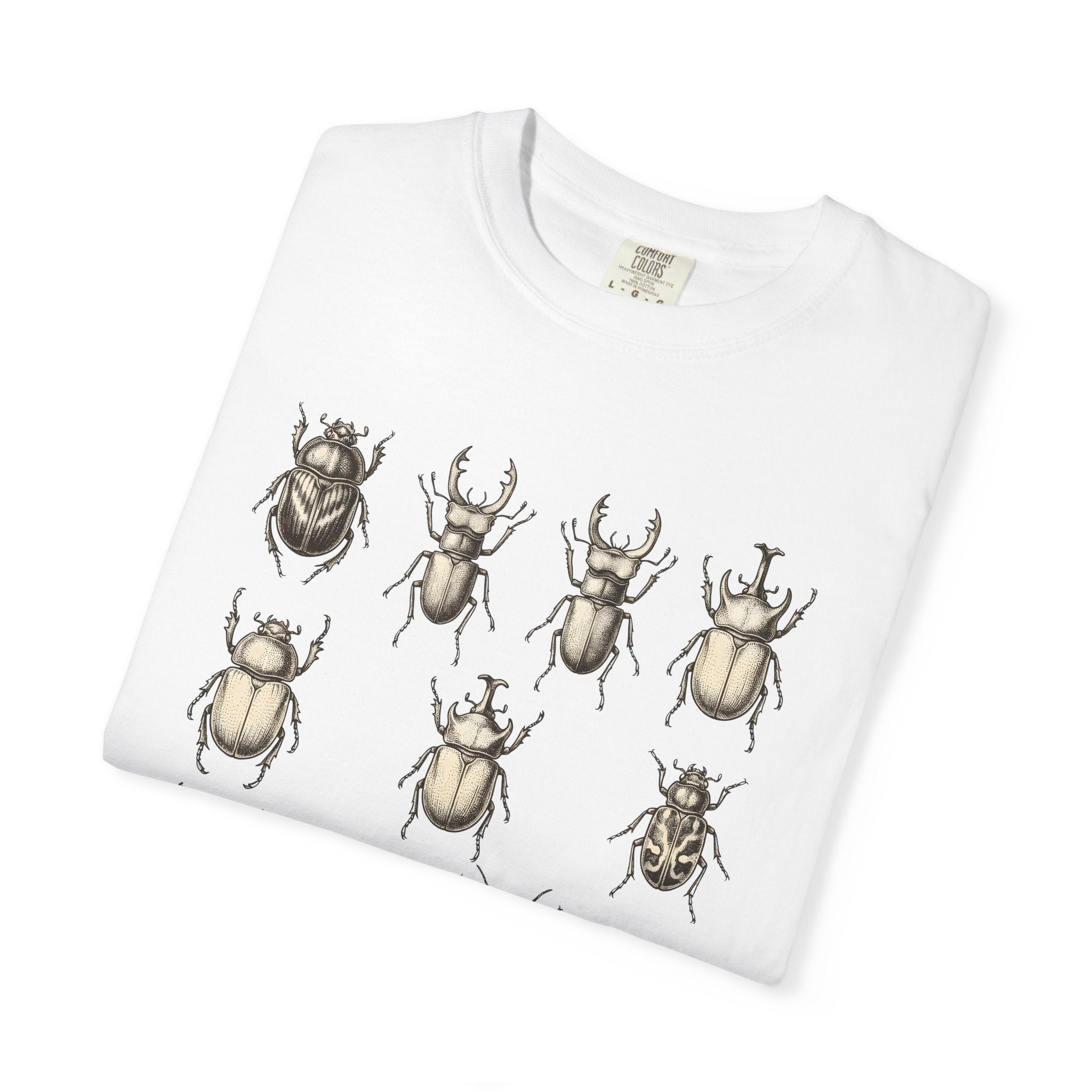 Beetle Art Shirt Cottagecore Plants Gift Women Sketch Tee Insect T-Shirt Cottage Fan Drawing Graphic Cartoon Beetle Tshirt