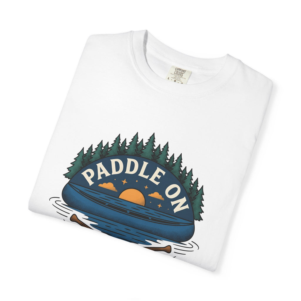 Paddle Boat Sunset Shirt Sports Exploration Gift Women Distressed Tee Pontoon Boat T-Shirt Athlete Fan Vintage Tshirt Adventure Graphic