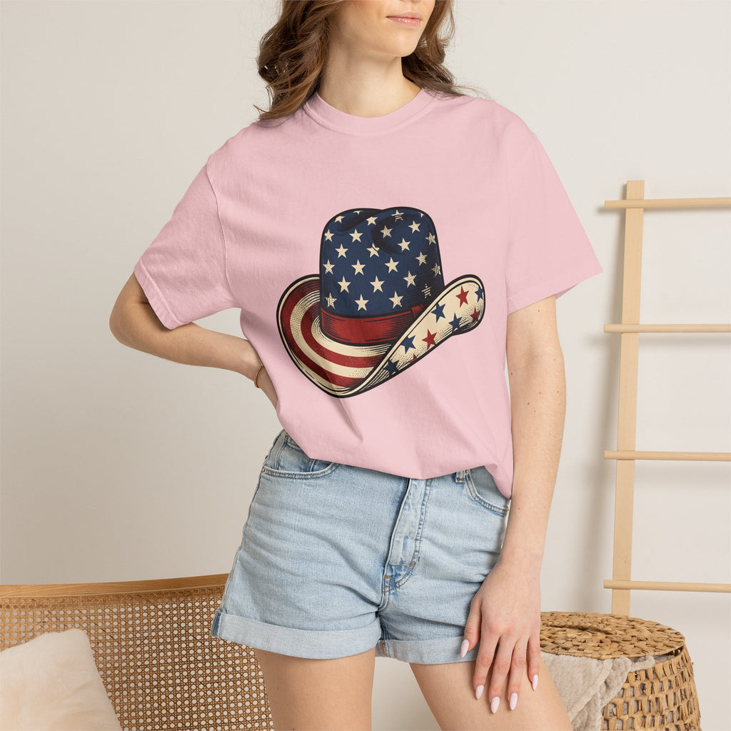 Cowboy Hat Shirt 4th Of July Patriotic Gift Women Vintage Tee Cowboy T-Shirt Independence Fan Western Tshirt American Graphic Retro Stars