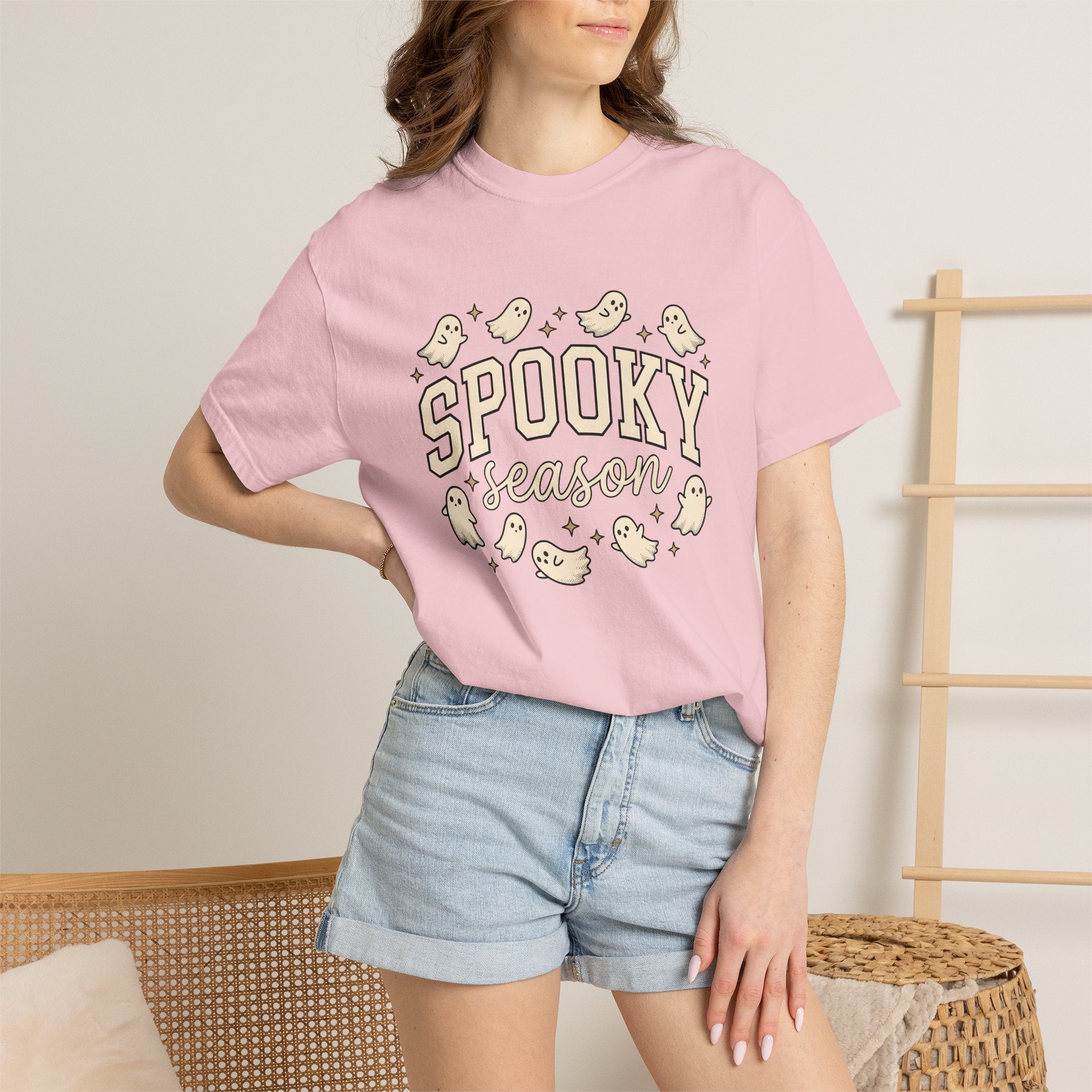 Cartoon Ghosts Shirt Halloween Spooky Gift Women Doodle Tee Specter T-Shirt Horror Fan Boo Tshirt Creepy Graphic Retro Stars Tshirt