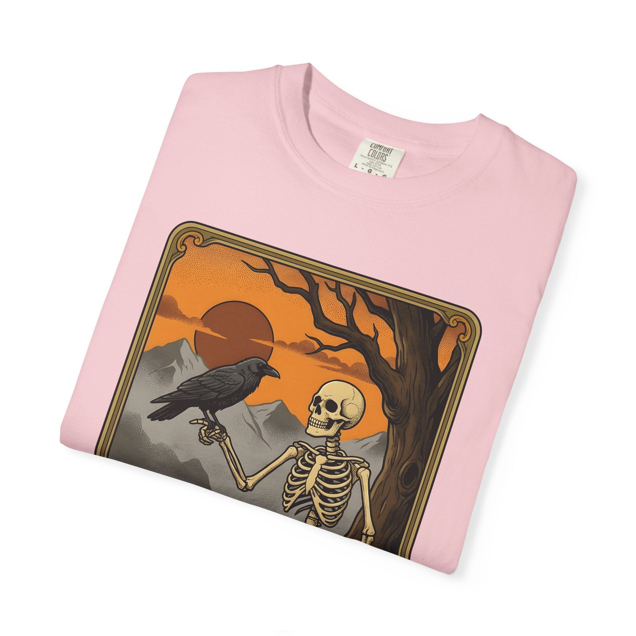 Skeleton Crow Shirt Boho Chic Paranormal Gift Women Sketch Tee Crow T-Shirt Bohemian Fan Doodle Tshirt Supernatural Graphic Divination