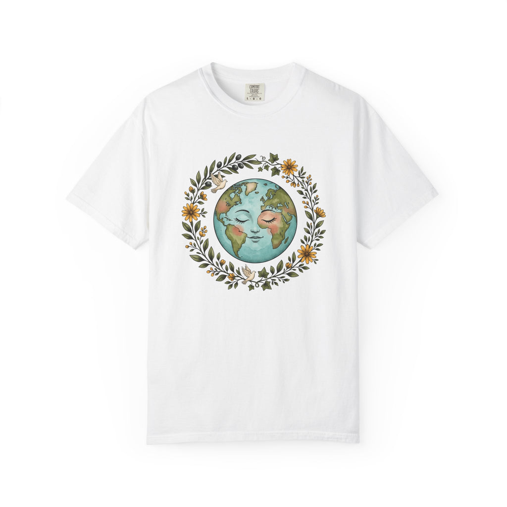 Planet Face Shirt Boho Chic Environment Gift Women Brushstroke Tee World T-Shirt Bohemian Fan Painted Tshirt Ecological Graphic Doodle
