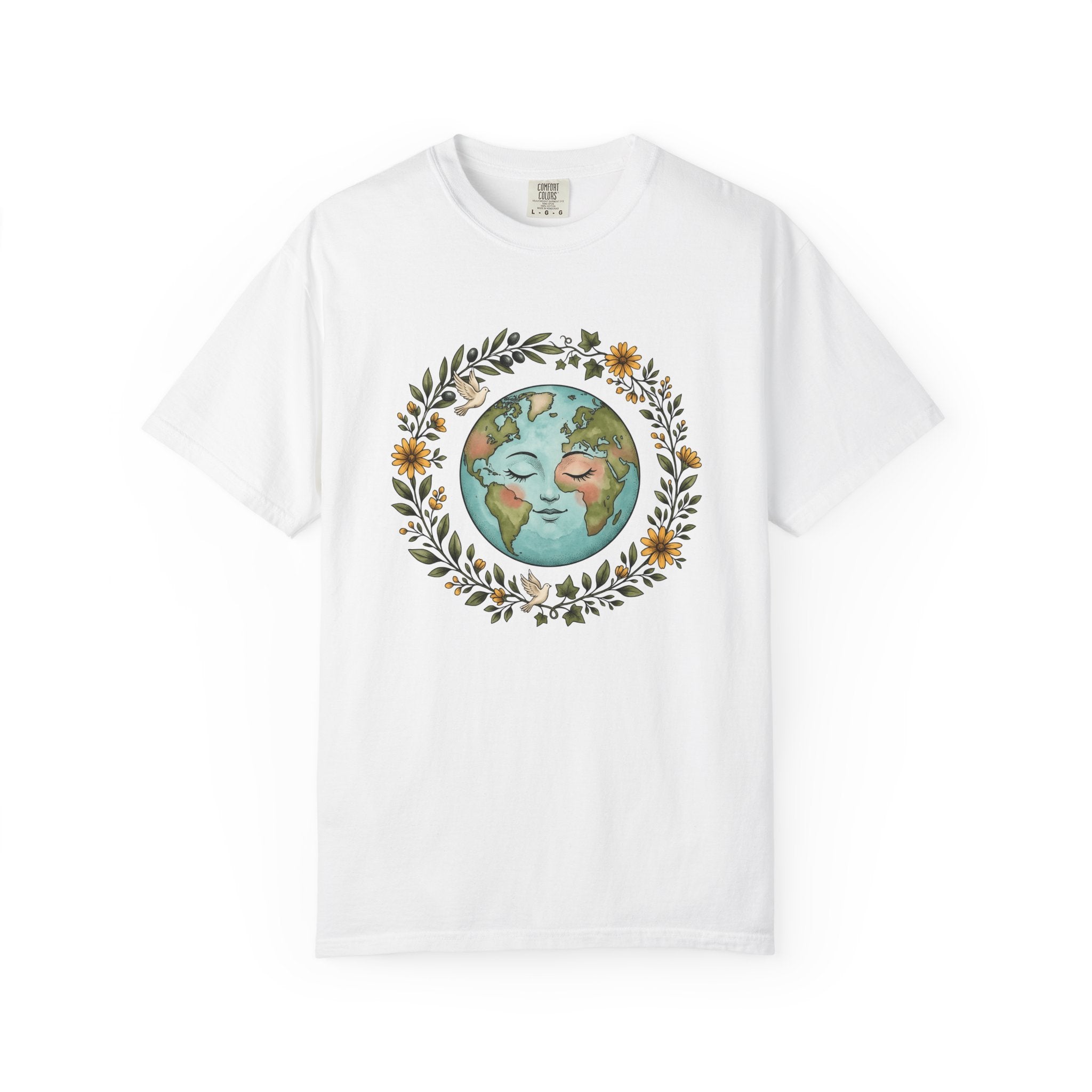 Planet Face Shirt Boho Chic Environment Gift Women Brushstroke Tee World T-Shirt Bohemian Fan Painted Tshirt Ecological Graphic Doodle
