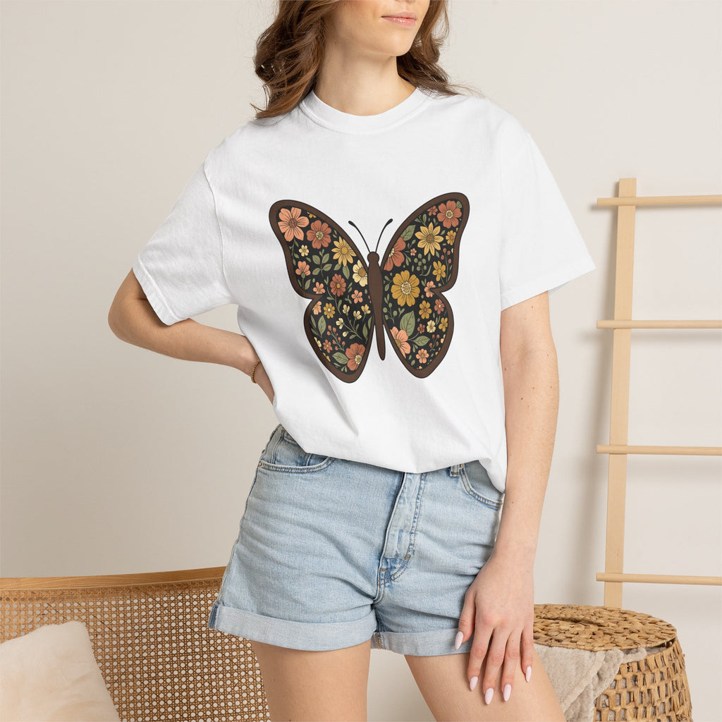 Butterfly Bloom Shirt Boho Chic Wildlife Gift Women Tribal Tee Butterfly T-Shirt Bohemian Fan Tribal Tshirt Wildlife Graphic Shabby Chic