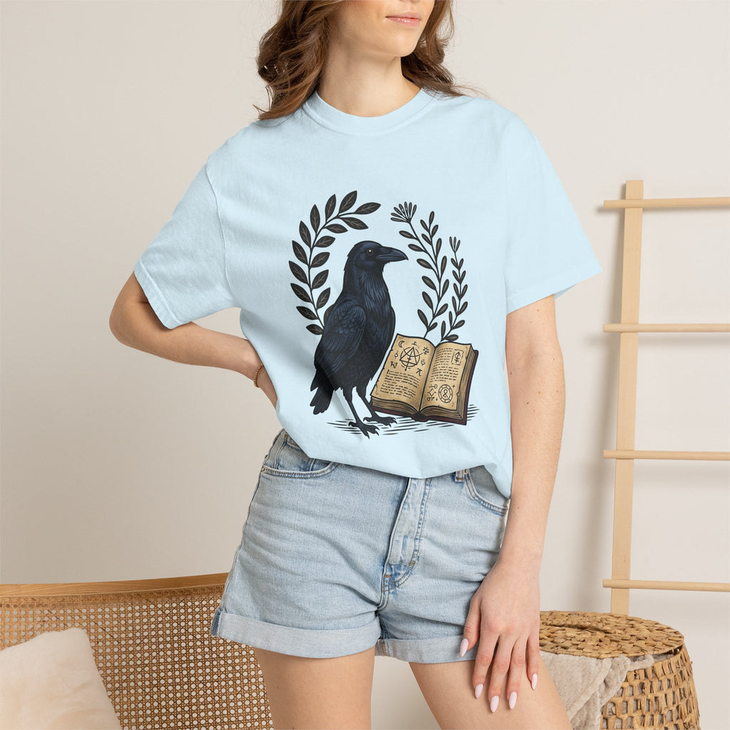 Crow Journal Shirt Halloween Magic Gift Women Retro Tee Diary T-Shirt Horror Fan Occult Tshirt Mystic Graphic Sketch Floral Tshirt