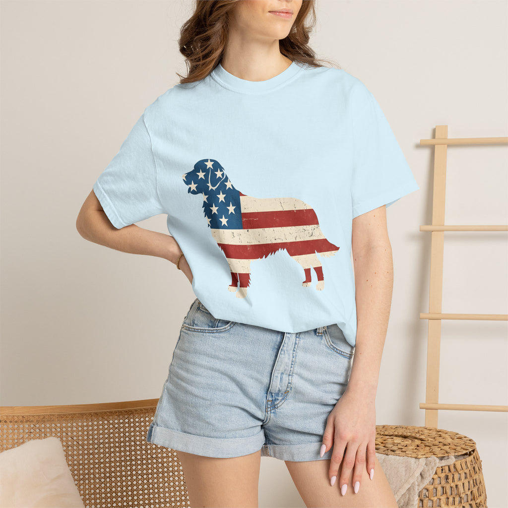 Golden Retriever Shirt America Animals Gift Women Hand Drawn Tee Retriever T-Shirt Patriot Fan Illustrated Tshirt Creature Graphic Sketch