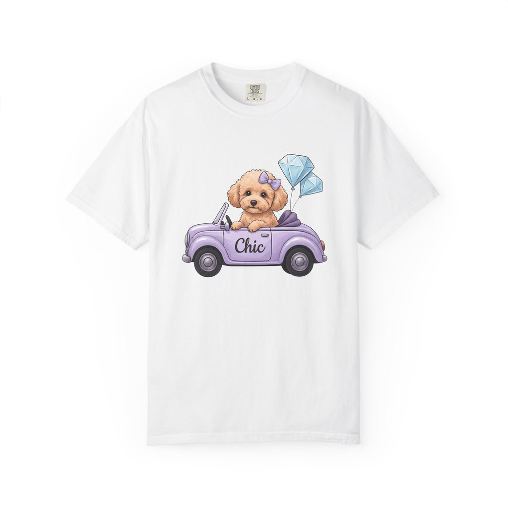 Poodle Automobile Shirt Dog Clothing Gift Women Sweet Tee Car T-Shirt Dog Fan Poodle Tshirt Apparel Graphic Fanciful Crystal Balloons Tshirt