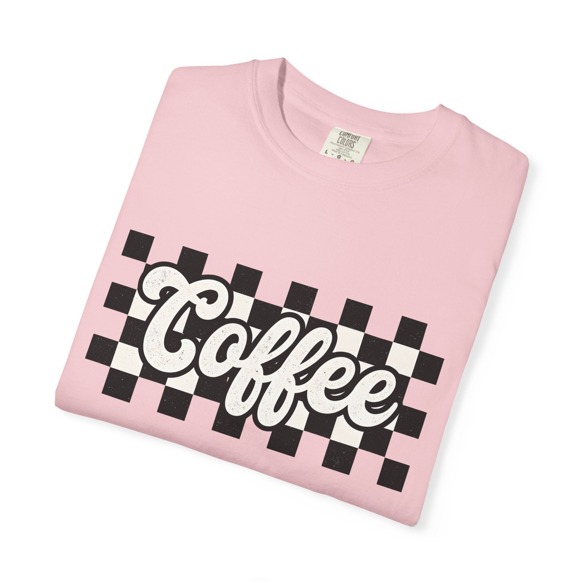 Coffee Text Shirt Mom Coffee Gift Women Retro Tee Java T-Shirt Mother Fan Vintage Tee Retro Tshirt Coffee Graphic Vintage Checkerboard