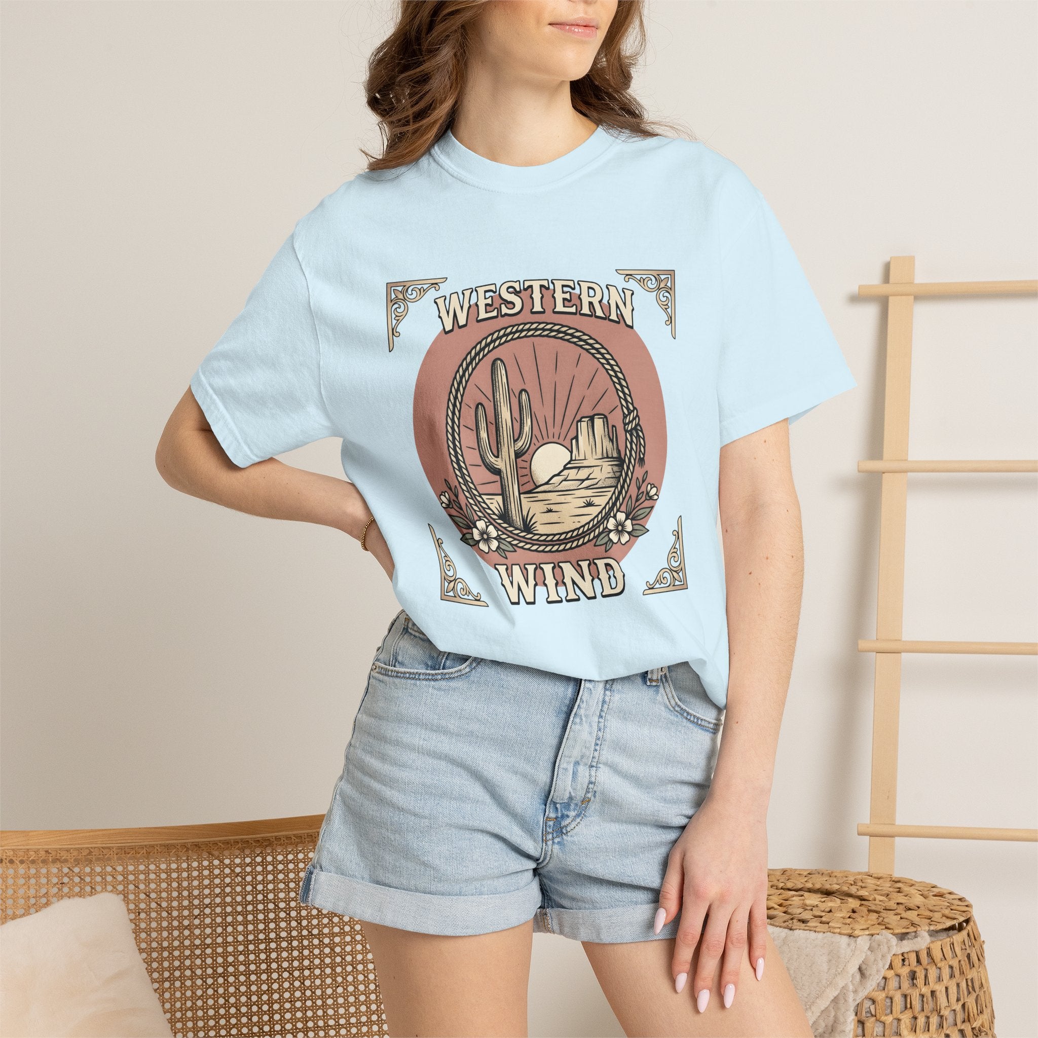 Desert Cactus Shirt Boho Chic Cowboy Gift Women Retro Tee Succulent T-Shirt Bohemian Fan Vintage Tshirt Rodeo Graphic Sketch Meadow Flower