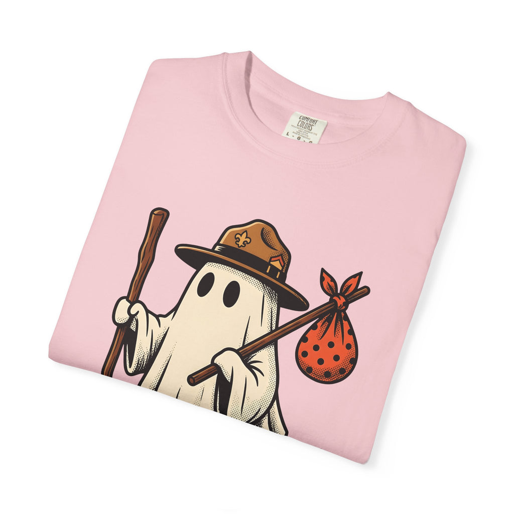 Ghost Camper Shirt Funny Halloween Gift Women Cartoon Tee Campervan T-Shirt Humor Fan Comic Tshirt Spooky Graphic Vintage Scout Hat Tshirt