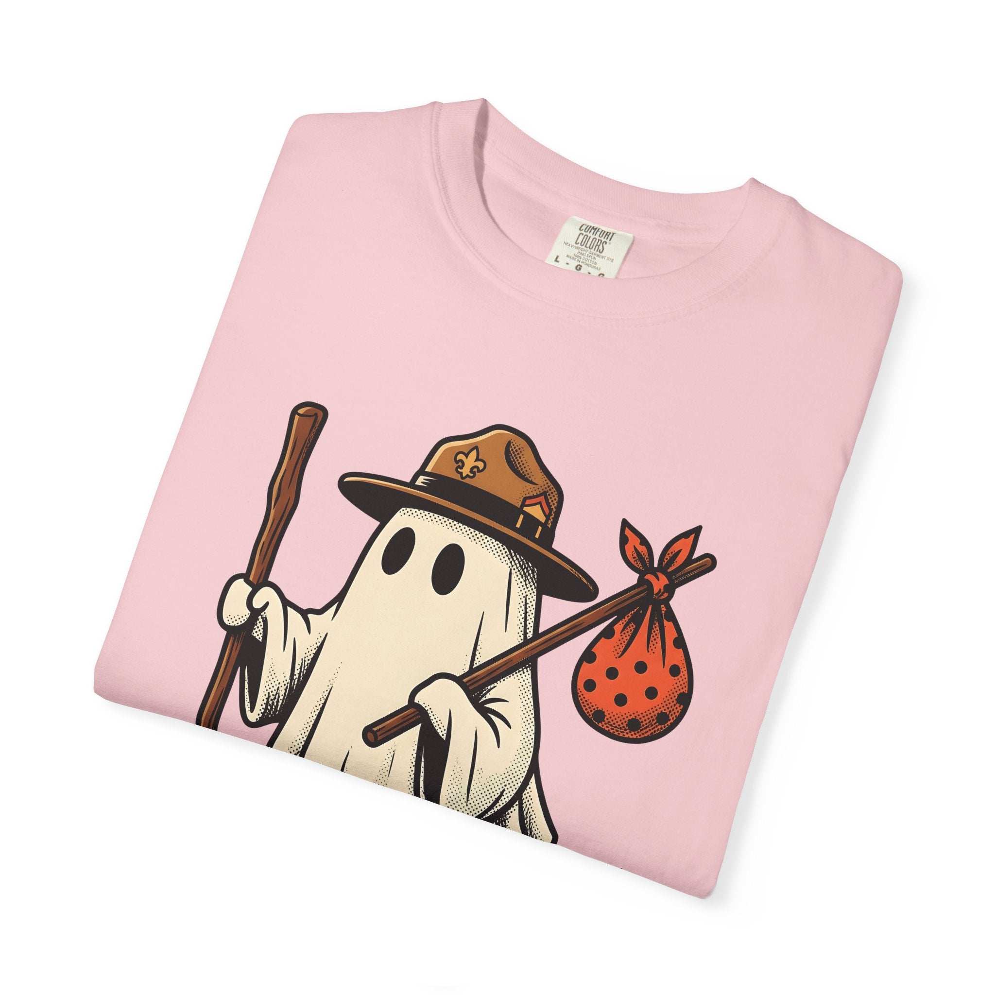 Ghost Camper Shirt Funny Halloween Gift Women Cartoon Tee Campervan T-Shirt Humor Fan Comic Tshirt Spooky Graphic Vintage Scout Hat Tshirt