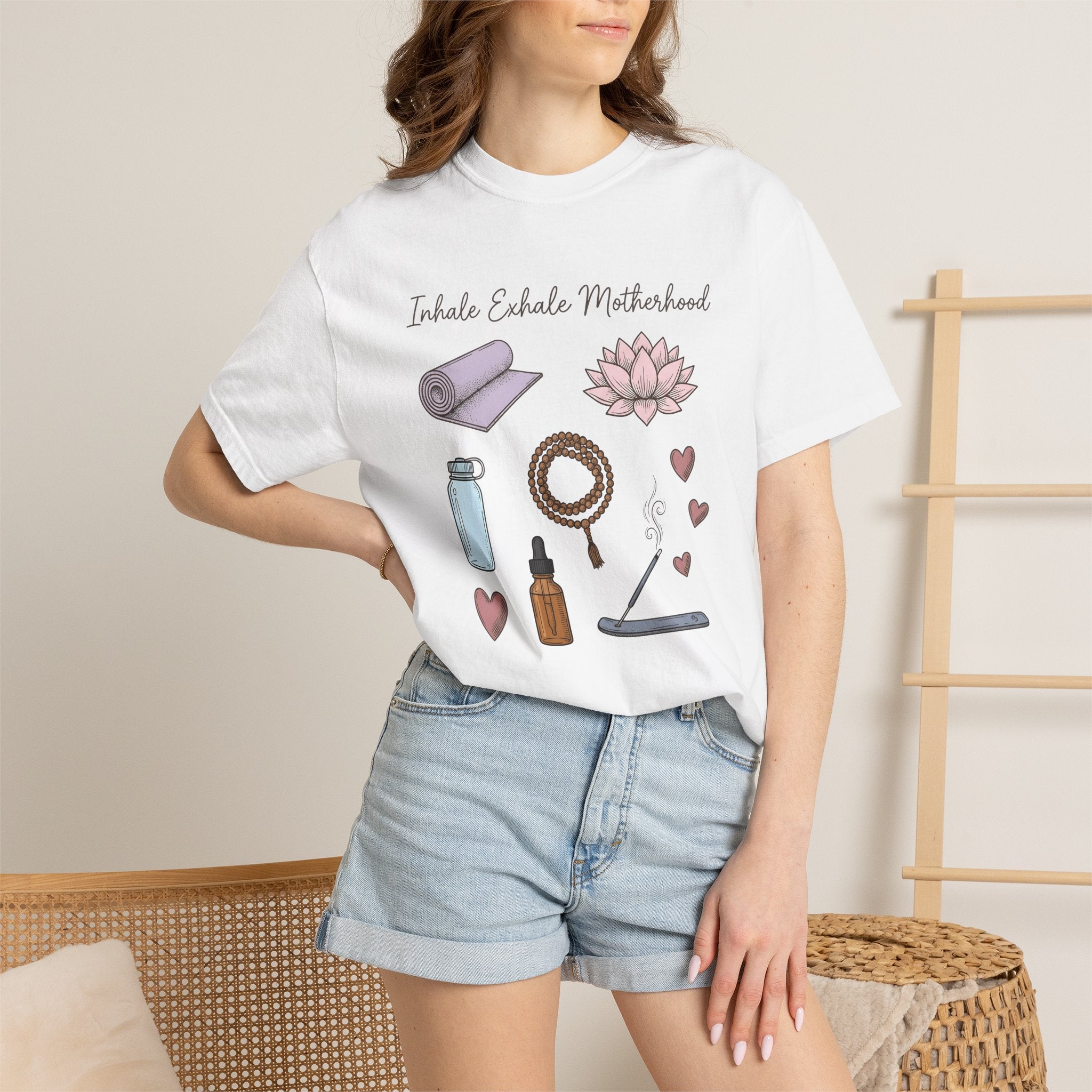 Yoga Props Shirt Moms Selfcare Gift Women Tribal Tee Yoga Accessories T-Shirt Mom Enthusiast Ethnic Tshirt Wellness Graphic Line Art Sacred