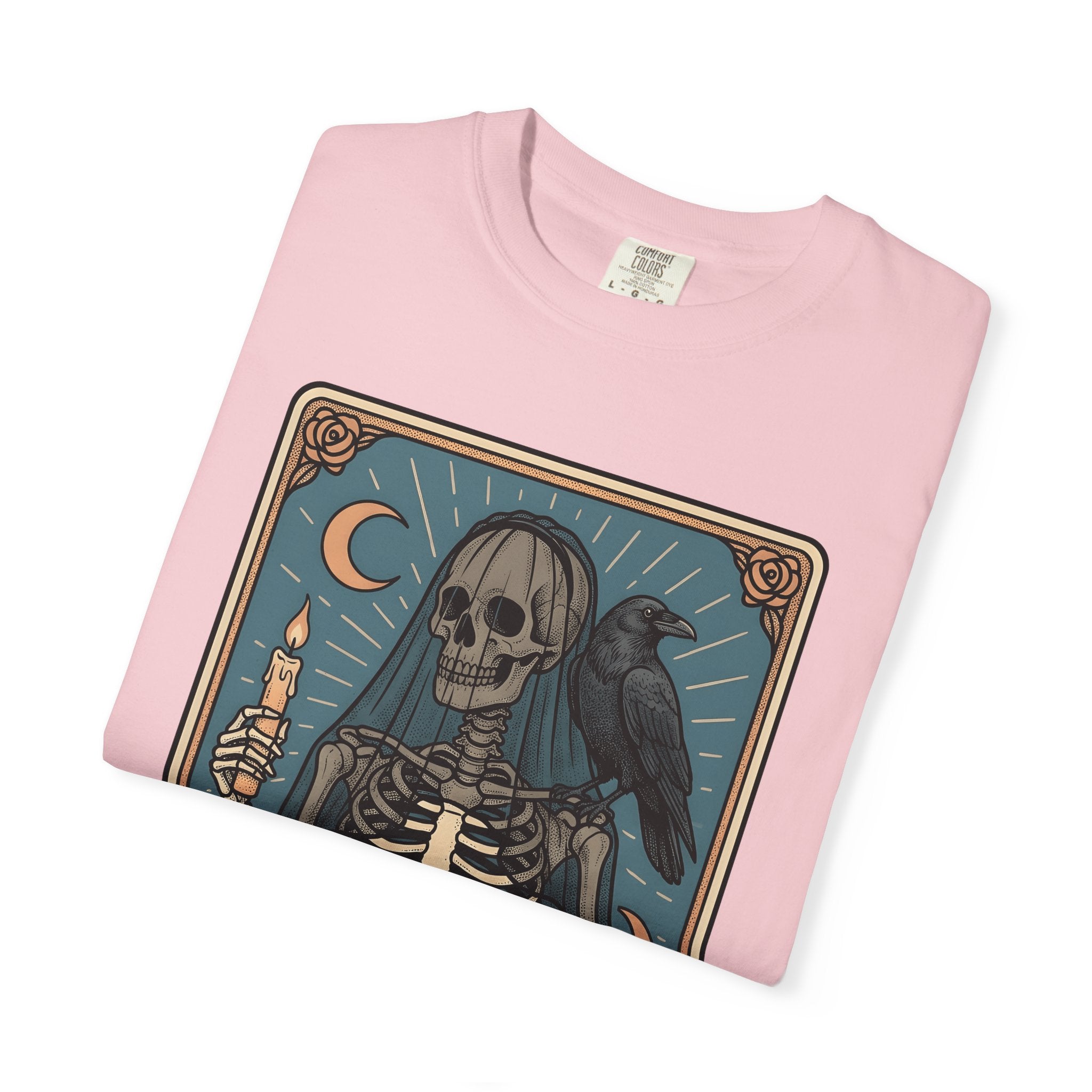 Skull Tarot Card Shirt Gothic Mysticism Gift Women Dark Tee Tarot T-Shirt Goth Fan Occult Graphic Tshirt Retro Crow Tshirt