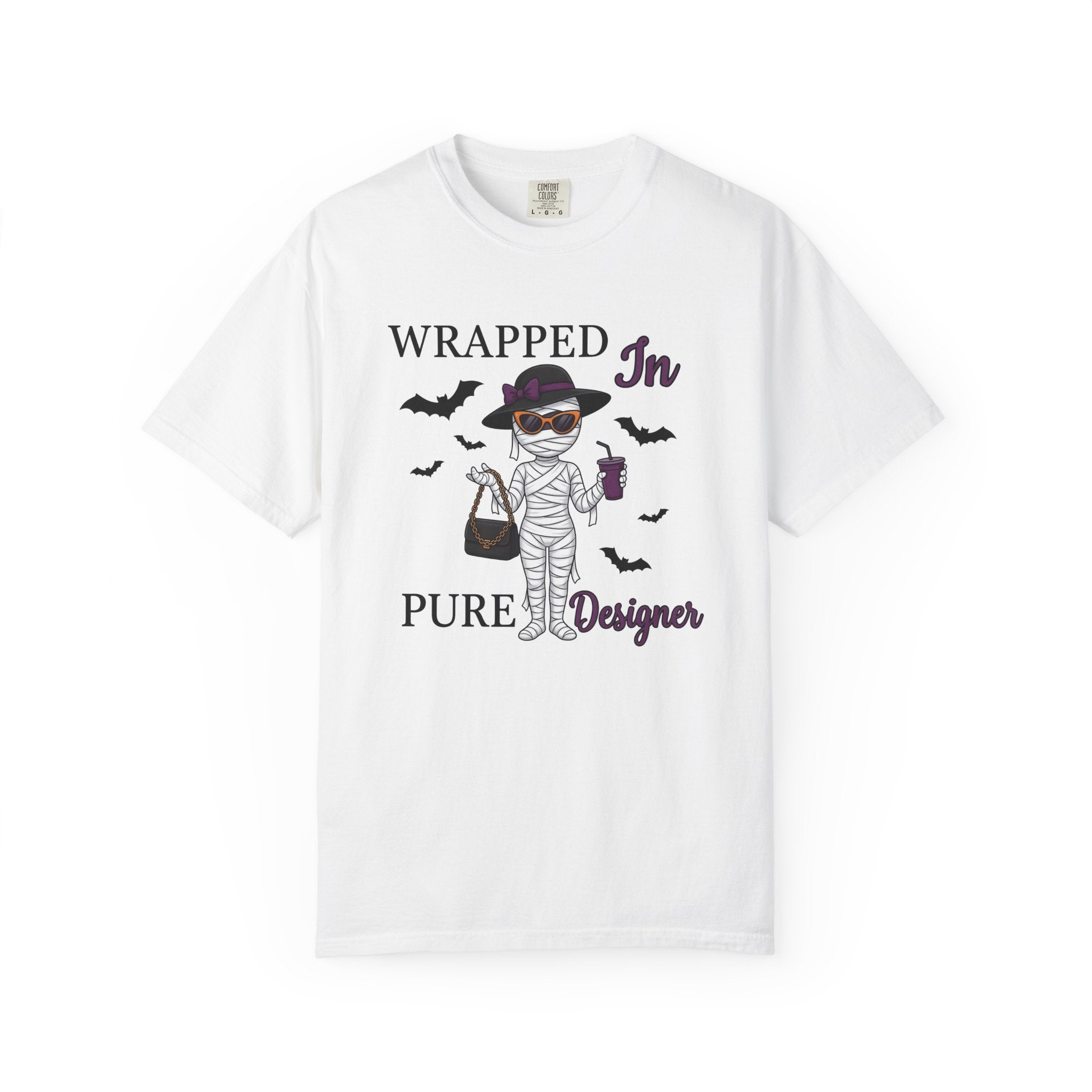 Mummy Style Shirt Halloween Clothing Gift Women Comic Tee Wrap T-Shirt Horror Fan Cartoon Tshirt Apparel Graphic Vintage Flying Bats Tshirt