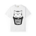 Kitten Pot Shirt Cat Shy Gift Women Adorable Tee Kitten T-Shirt Cat Fan Cute Tshirt Introvert Graphic Simple Greenery Tshirt