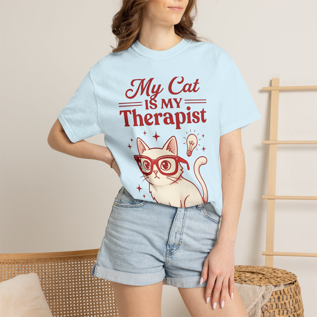 Feline Glasses Shirt Cat Funny Gift Women Doodle Tee Cat Eye T-Shirt Cat Fan Kitty Graphic Tshirt Sketch Bulb Tshirt