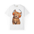 Ginger Cat Headphones Shirt Cat Melody Gift Women Whimsical Tee Orange Cat T-Shirt Cat Fan Fancy Art Tshirt Music Graphic Graphic Earbuds