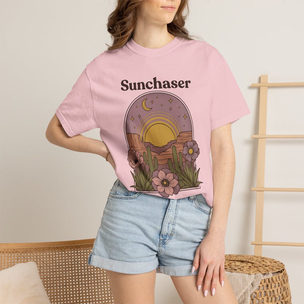 Desert Sunset Shirt Boho Landscape Gift Women Southwestern Tee Dusk T-Shirt Bohemian Fan Tribal Tshirt Scenic Graphic Classic Wildflowers