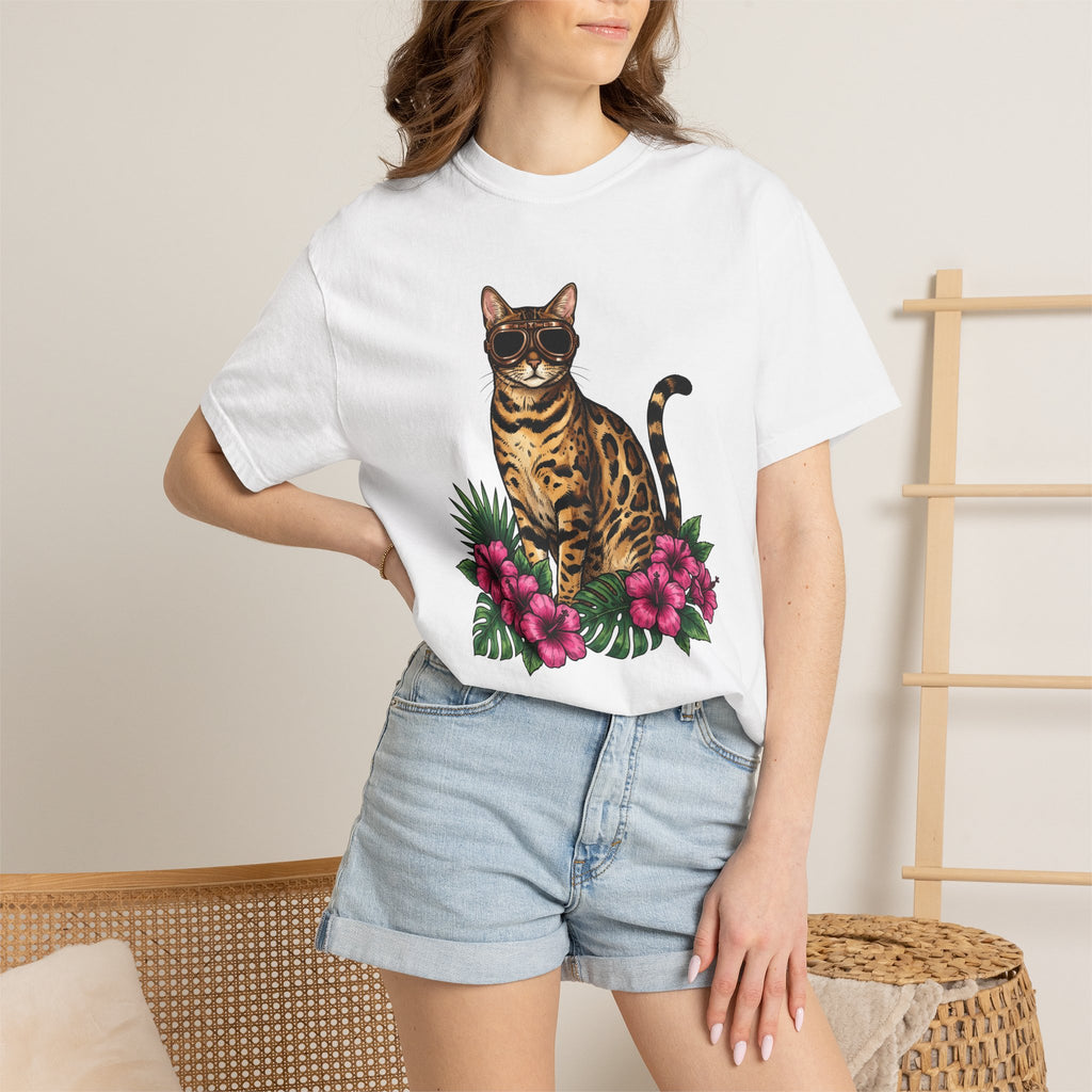 Bengal Kitten Shirt Cat Paradise Gift Women Bohemian Tee Kitten T-Shirt Cat Fan Boho Tshirt Utopia Graphic Retro Tropical Flowers Tshirt
